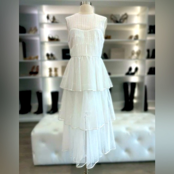 🆕#249 NWT~JONATHAN SIMKHAI Benton Tulle Plisse Midi Dress, Size 4 - Picture 11 of 16